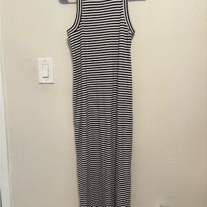 Loft Black and White Striped Maxi Dress